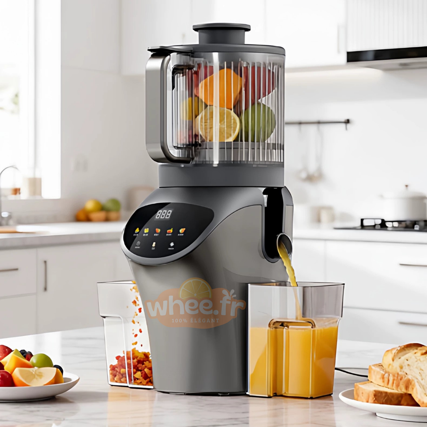 Extracteur de Jus à Froid Multifonction - Séparation Automatique et Goulotte Extra-Large